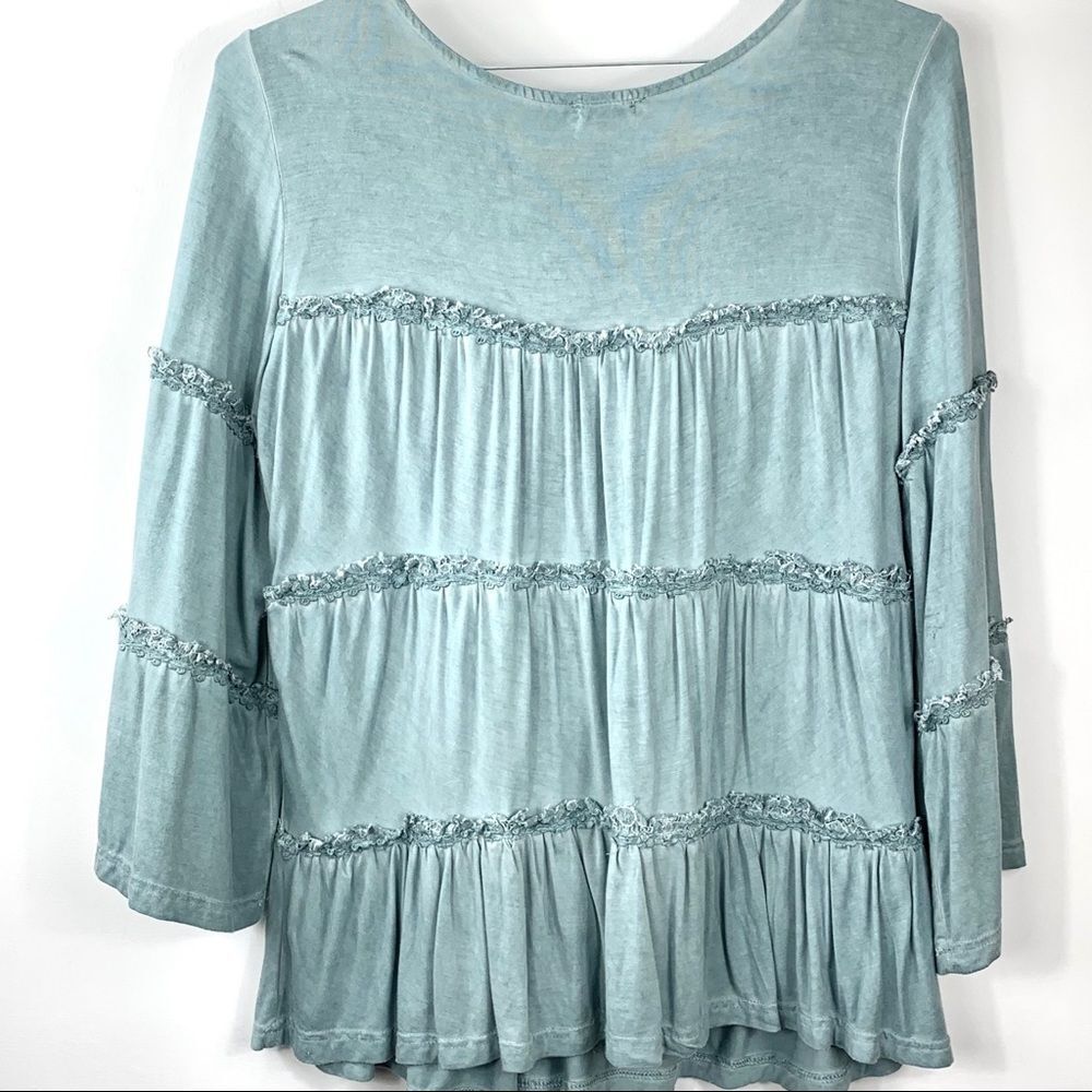 Pol‎ Green Boho Tiered Ruffled Lace Top - Picture 8 of 8
